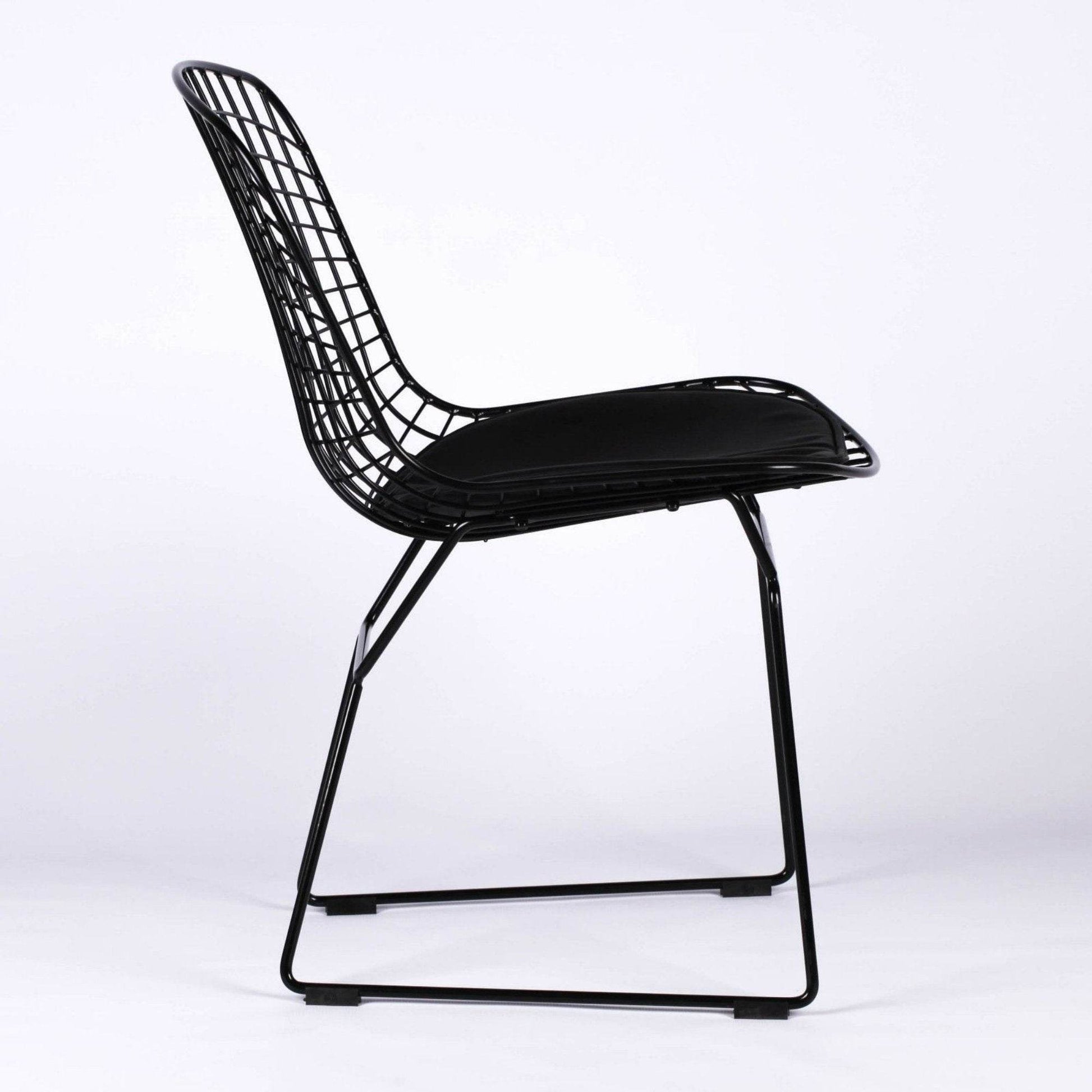 Contemporary Industrial Style Black Mesh Wire Dining Chair With Seat Cushion - Esmae & Rose