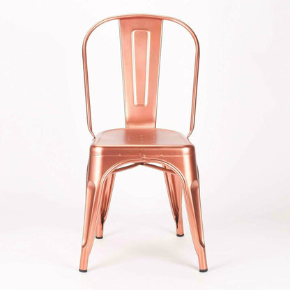 Industrial Style Rose Gold Copper Finish Metal Dining Chair - Esmae & Rose