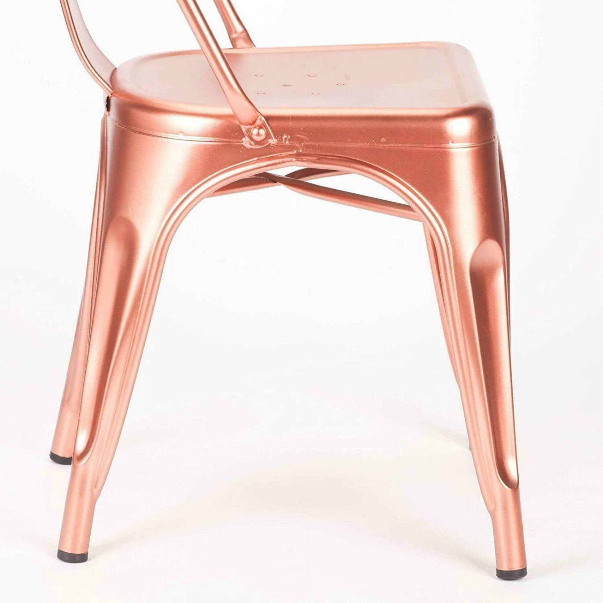 Industrial Style Rose Gold Copper Finish Metal Dining Chair - Esmae & Rose