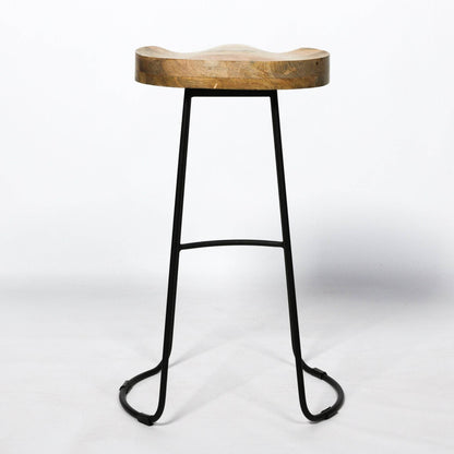 Vintage Mango Wooden Top Kitchen Bar Black Iron Metal Stool Industrial Tractor Seat - Esmae & Rose