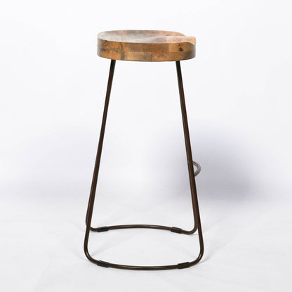 Vintage Rustic Iron Wooden Top Kitchen Bar Stool Metal Industrial Tractor Seat - Esmae & Rose