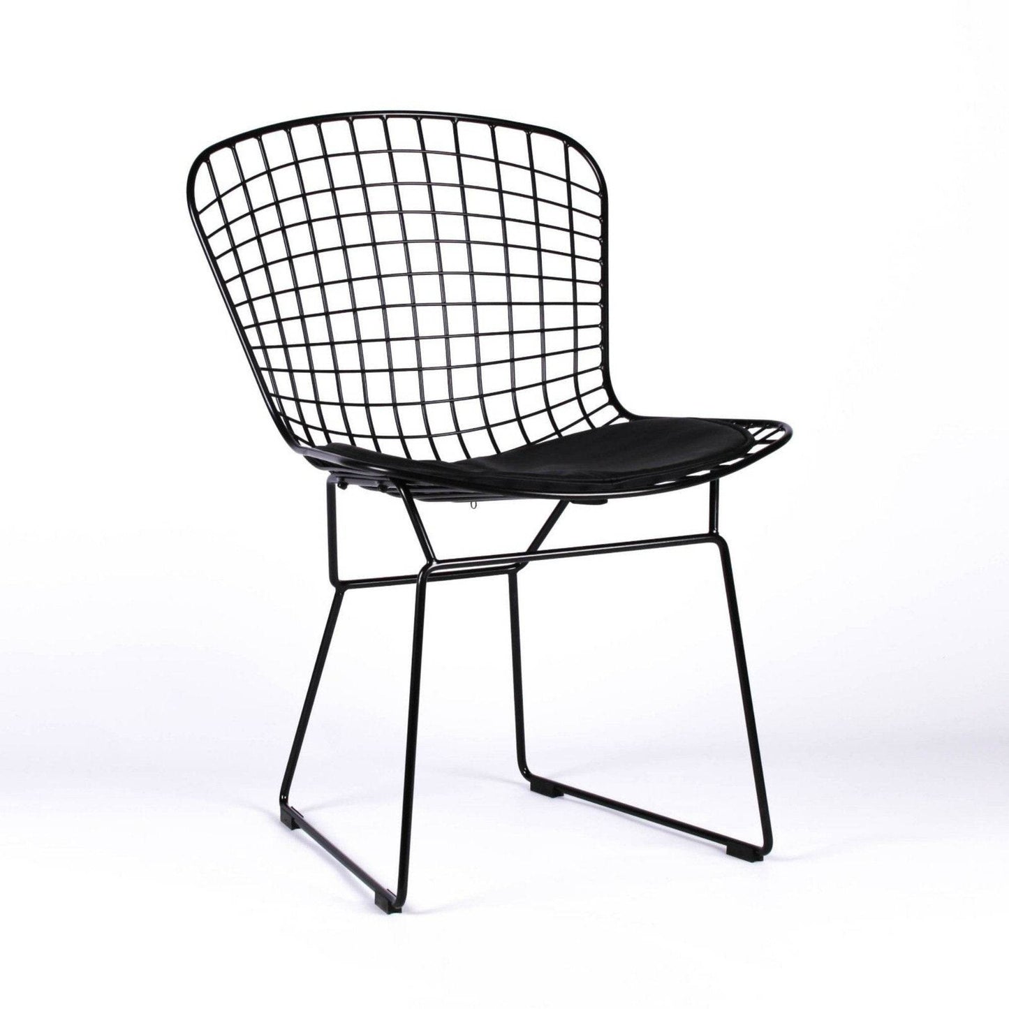 Contemporary Industrial Style Black Mesh Wire Dining Chair With Seat Cushion - Esmae & Rose