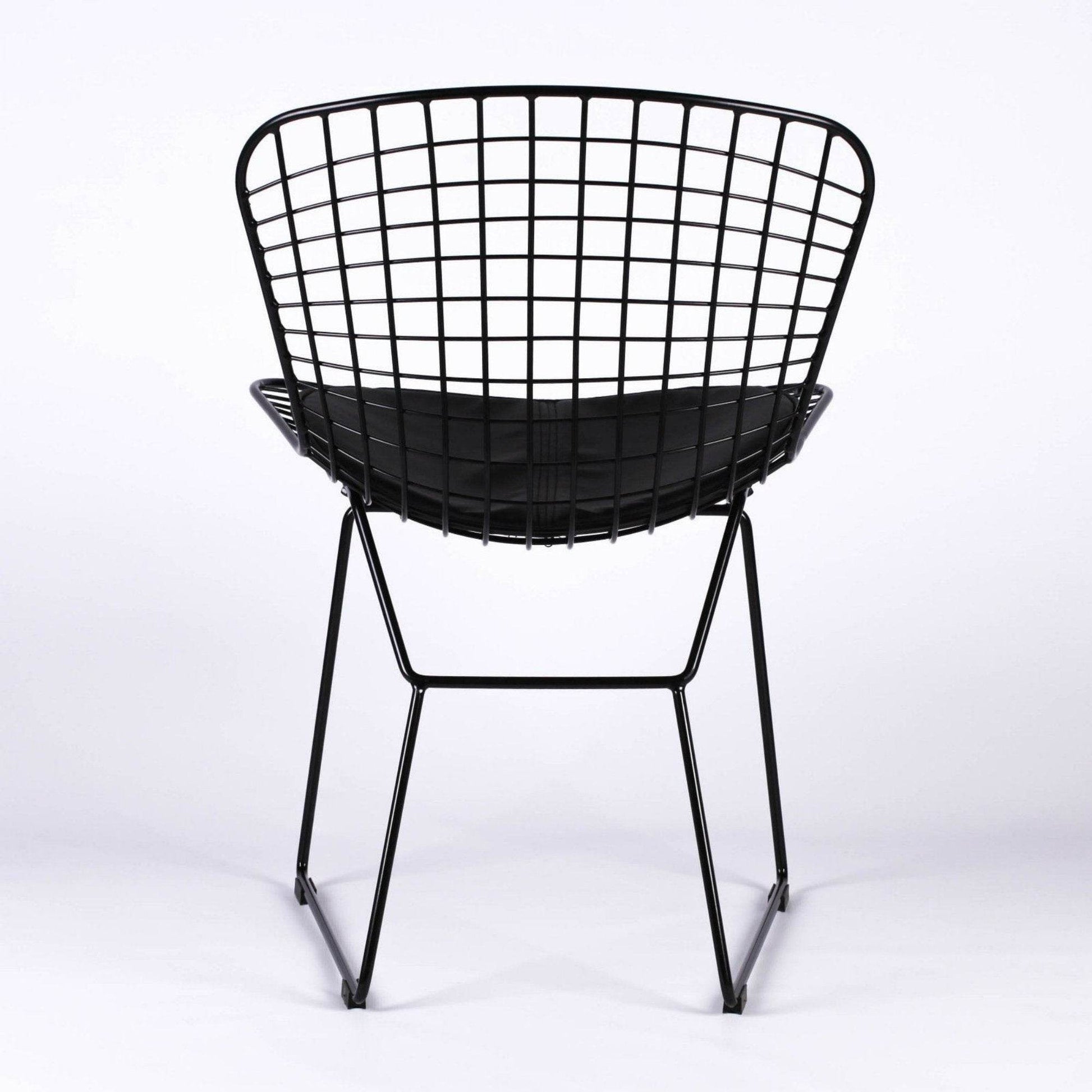 Contemporary Industrial Style Black Mesh Wire Dining Chair With Seat Cushion - Esmae & Rose