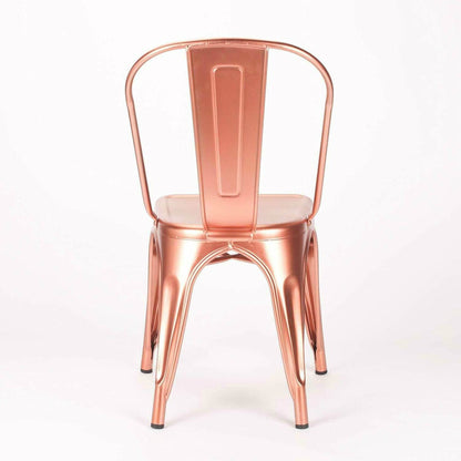 Industrial Style Rose Gold Copper Finish Metal Dining Chair - Esmae & Rose