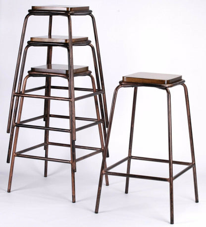 Industrial Loft Lab Copper Style Stackable Wooden Bar Stool Breakfast Bar - Esmae & Rose