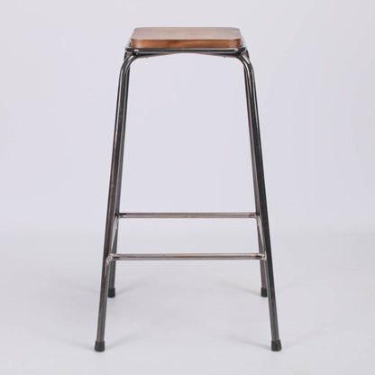 Industrial Lab Raw Steel Lacquer Style Stackable Wooden Bar Stool Breakfast Bar - Esmae & Rose