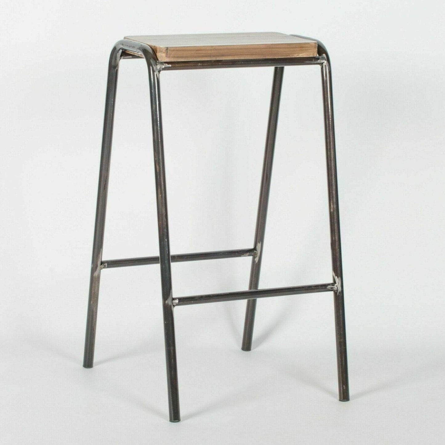 Industrial Lab Style Raw Lacquer Steel Stackable Bar Stool Kitchen - Esmae & Rose