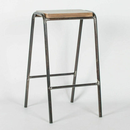 Industrial Lab Style Raw Lacquer Steel Stackable Bar Stool Kitchen - Esmae & Rose