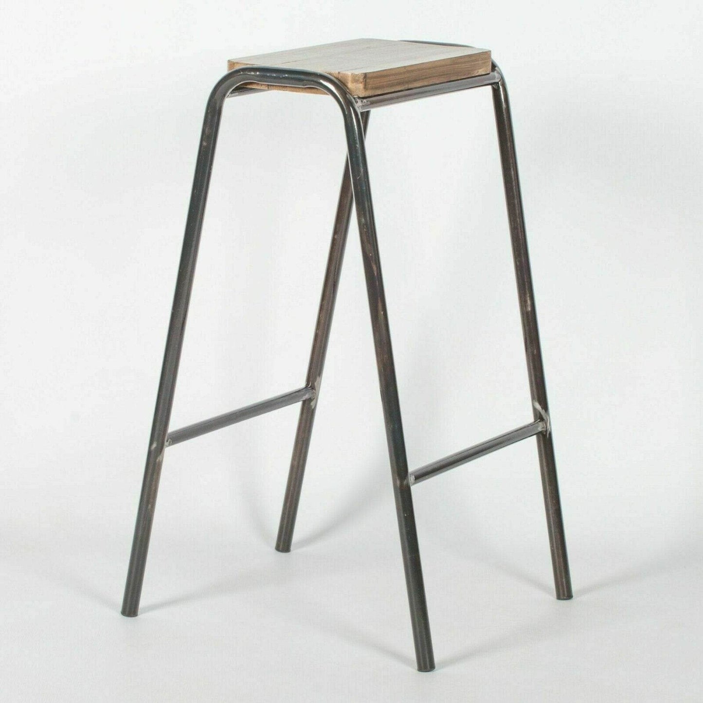 Industrial Lab Style Raw Lacquer Steel Stackable Bar Stool Kitchen - Esmae & Rose