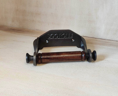 Vintage Victorian Style Wall Mounted Cast Iron Toilet Loo Roll Holder With Mango Wood - Esmae & Rose