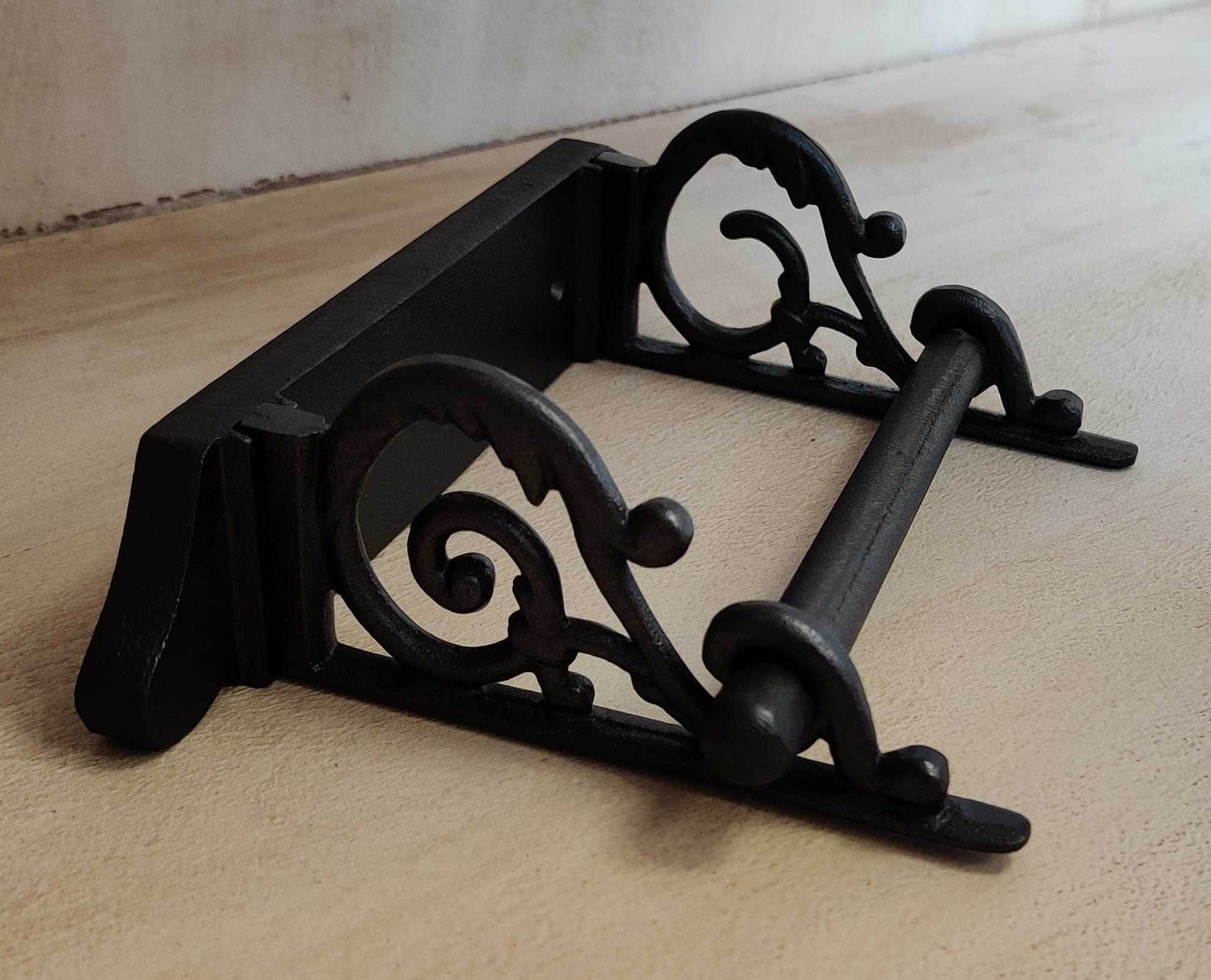 Ornate Vintage Victorian Style Wall Mounted Cast Iron Scroll Toilet Loo Roll Holder - Esmae & Rose