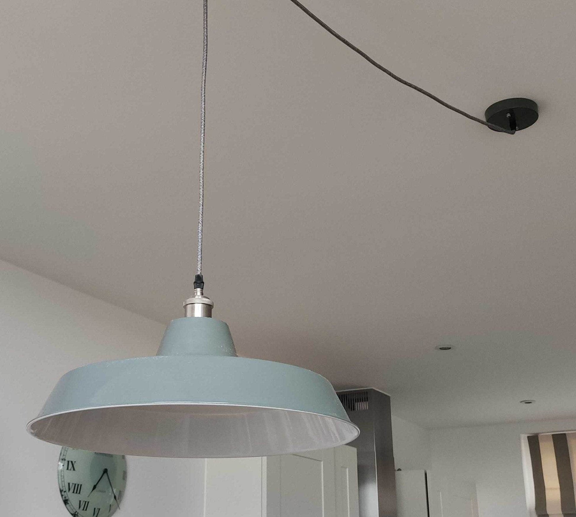 Factory Style Enamel Medium Industrial Grey Ceiling Light With Adjustable Cord - Esmae & Rose