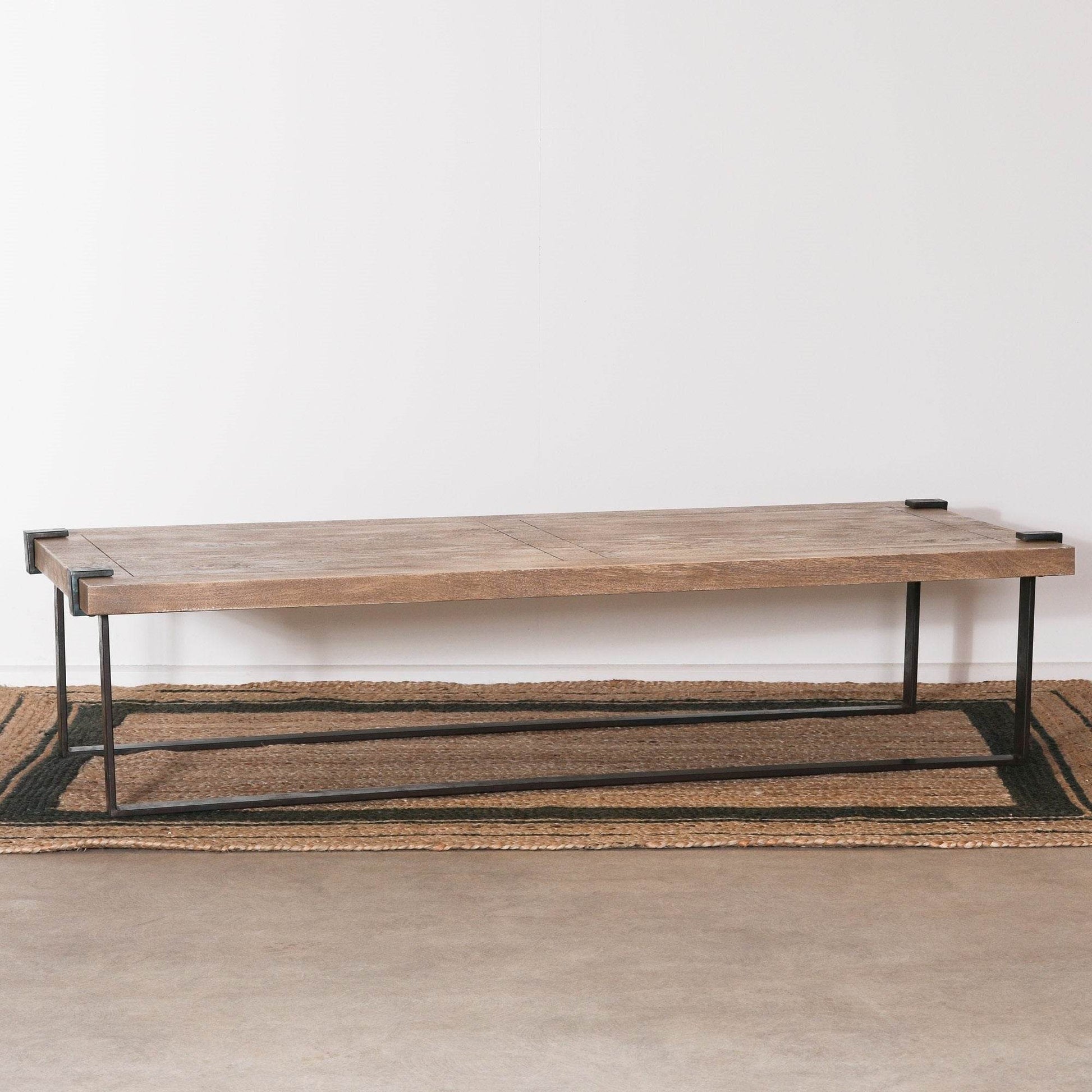 Industrial Style Large Metal Coffee Table With Wooden Top - Esmae & Rose