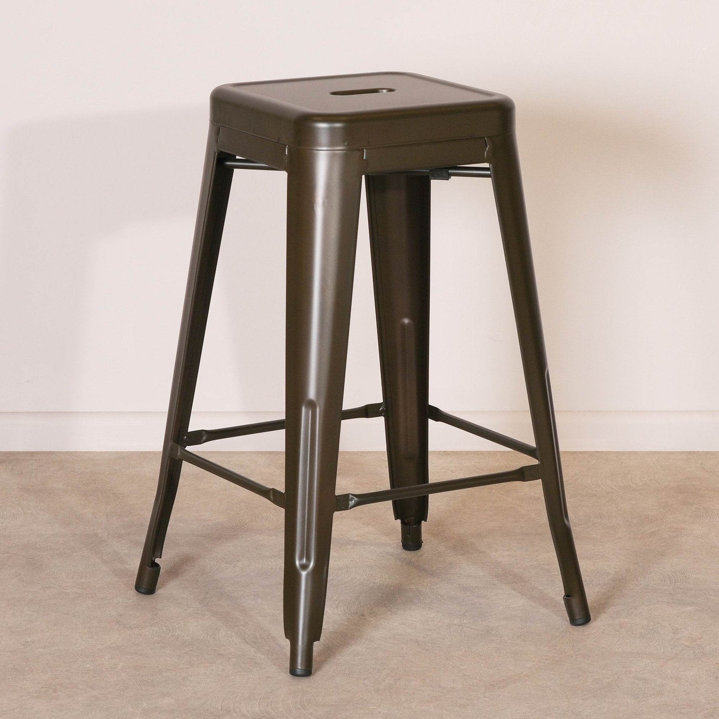 Industrial Style Steel Stackable Metal Bar Stool in Aged Zinc Effect Finish - Esmae & Rose