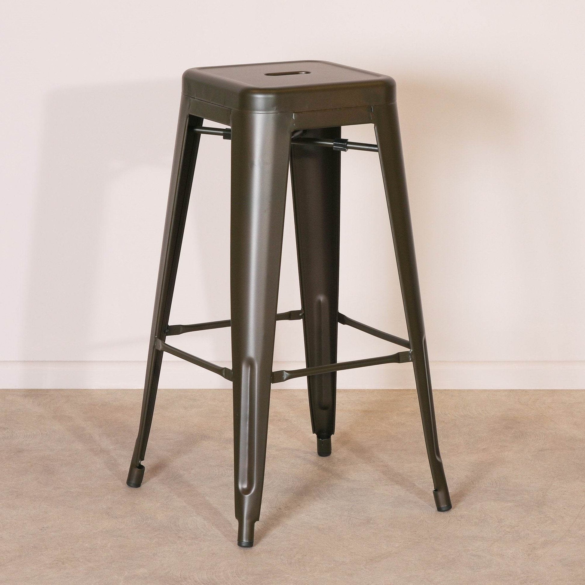 Industrial Style Steel Stackable Metal Bar Stool in Aged Zinc Effect Finish - Esmae & Rose