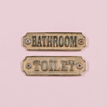 Vintage Victorian Style TOILET BATHROOM Door Sign Cast Iron Brass Period Plaque Metal - Esmae & Rose