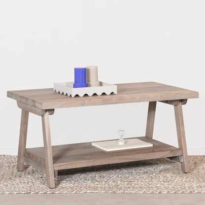 Natural Wooden Farmhouse Rustic Reclaimed Acacia Vintage Splay Coffee Table - Esmae & Rose