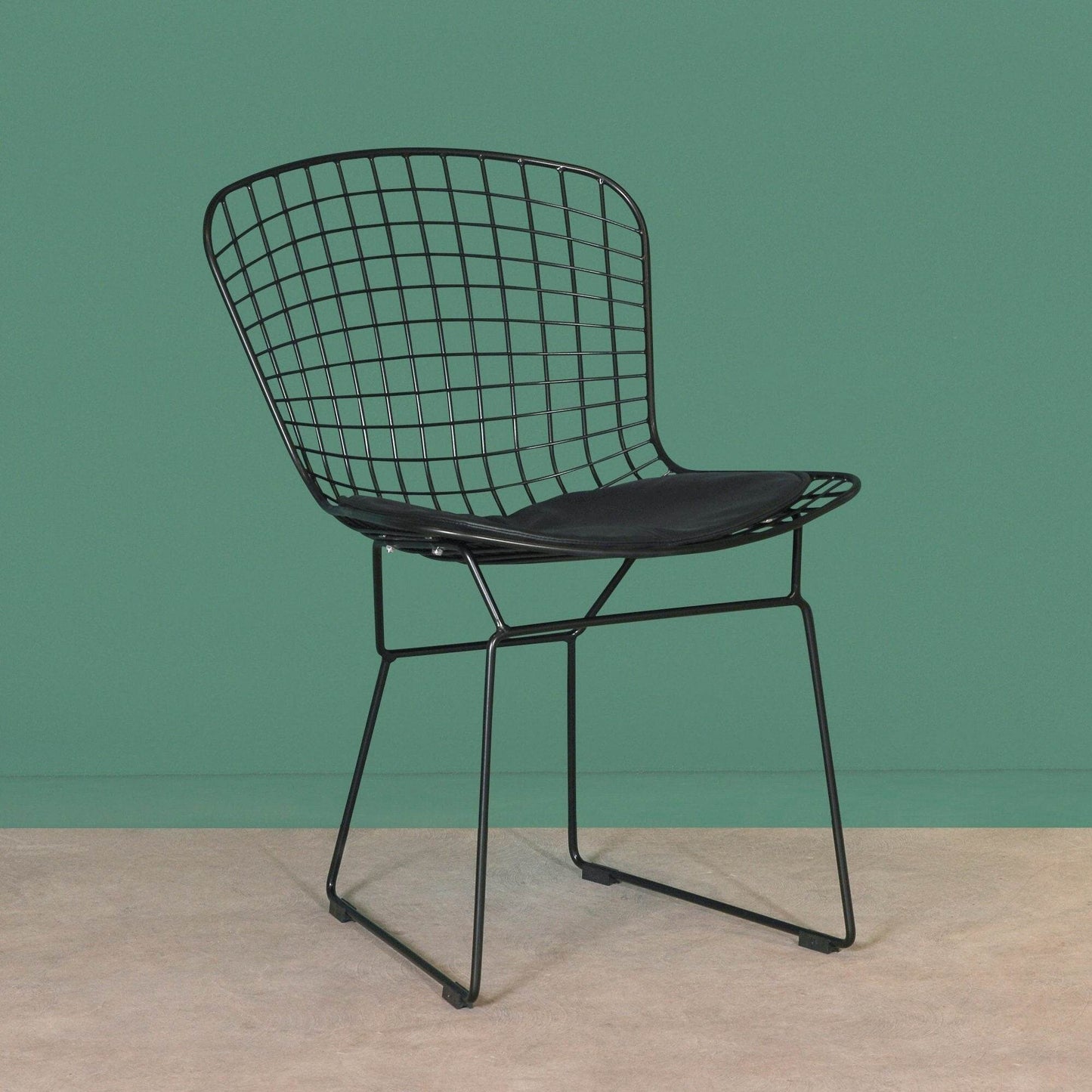 Contemporary Industrial Style Black Mesh Wire Dining Chair With Seat Cushion - Esmae & Rose