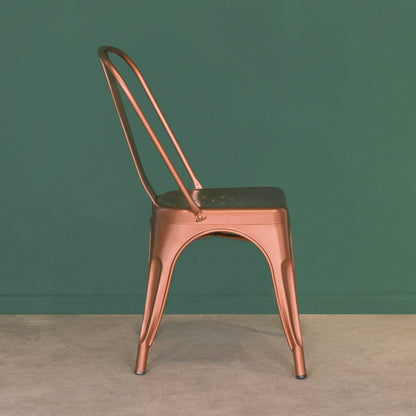 Industrial Style Rose Gold Copper Finish Metal Dining Chair - Esmae & Rose