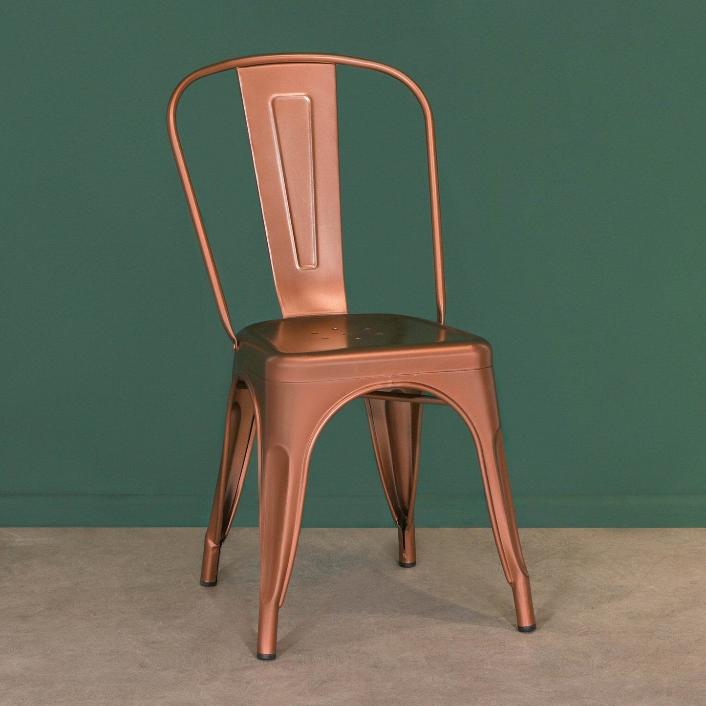 Industrial Style Rose Gold Copper Finish Metal Dining Chair - Esmae & Rose