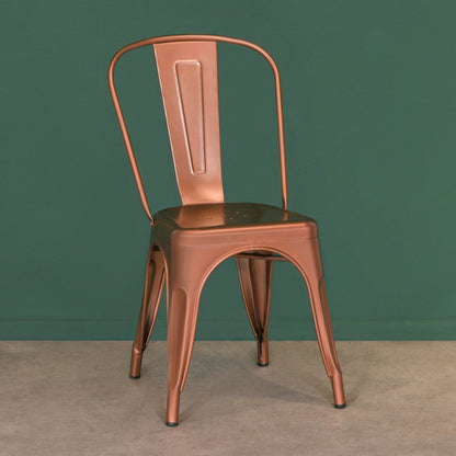 Industrial Style Rose Gold Copper Finish Metal Dining Chair - Esmae & Rose