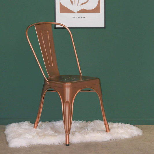 Industrial Style Rose Gold Copper Finish Metal Dining Chair - Esmae & Rose