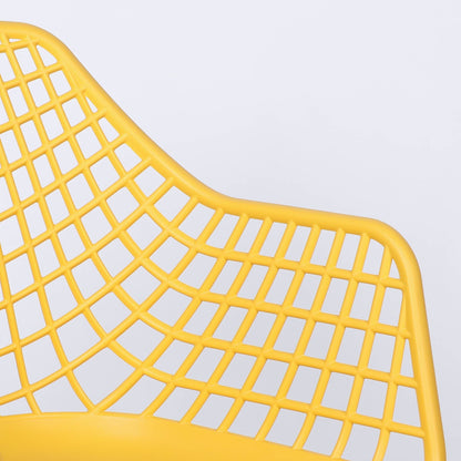 Modern Mesh Moulded Piazza Plastic Yellow Dining Chair With Arms - Esmae & Rose