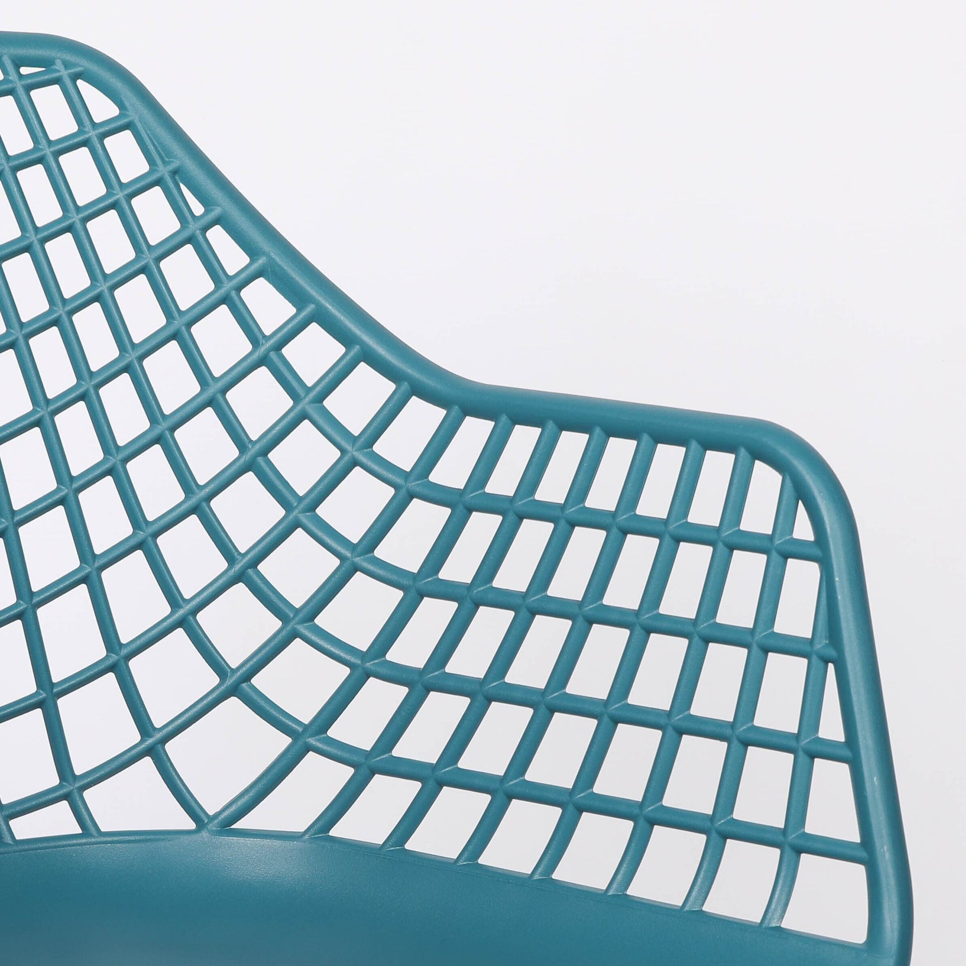 Modern Mesh Moulded Piazza Plastic Ocean Blue Dining Chair With Arms - Esmae & Rose