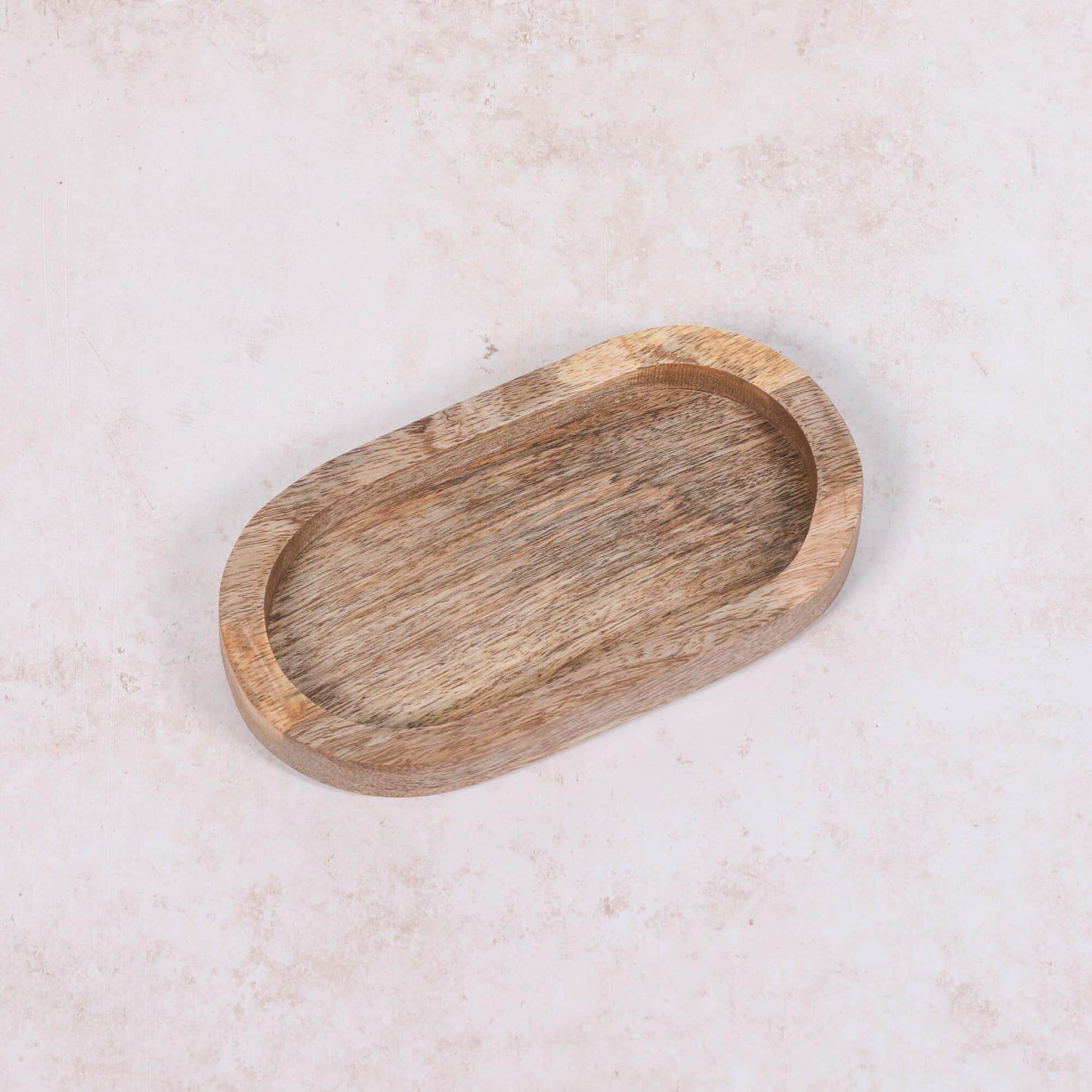 Natural Mango Wood Rustic Small Oval Valet Soap Diffuser Candle Jewellery Desk Wooden Tray With Rubber Feet - Esmae & Rose