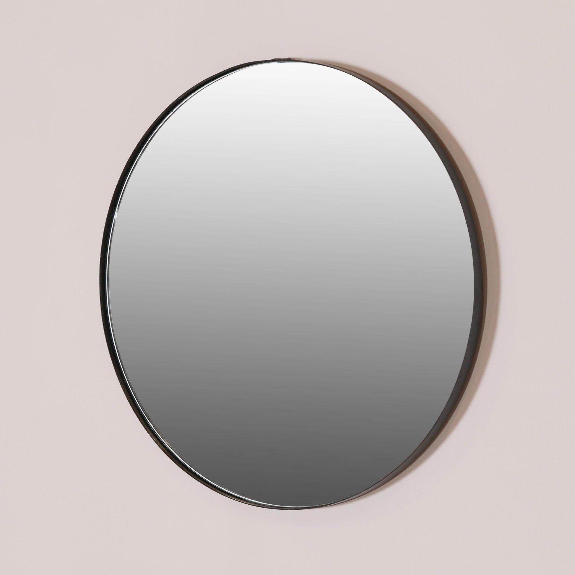 Minimalist Modern Contemporary 50cm Deco Black Finish Metal Round Mirror - Esmae & Rose