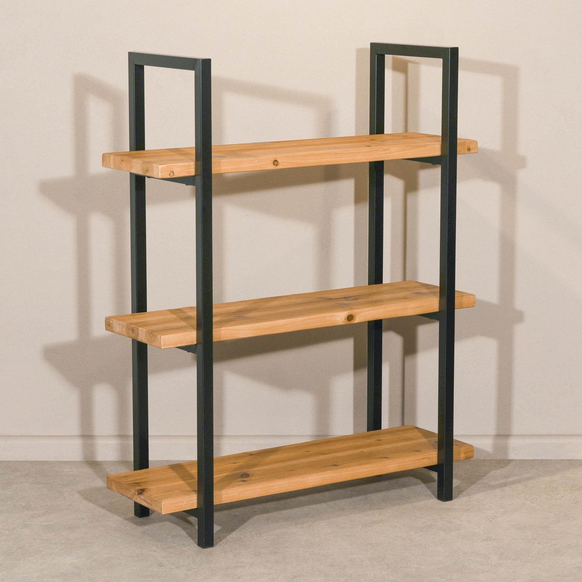 Metal Frame Shelf Rustic Wooden Industrial 3 Tier Bookcase Shelving - Esmae & Rose