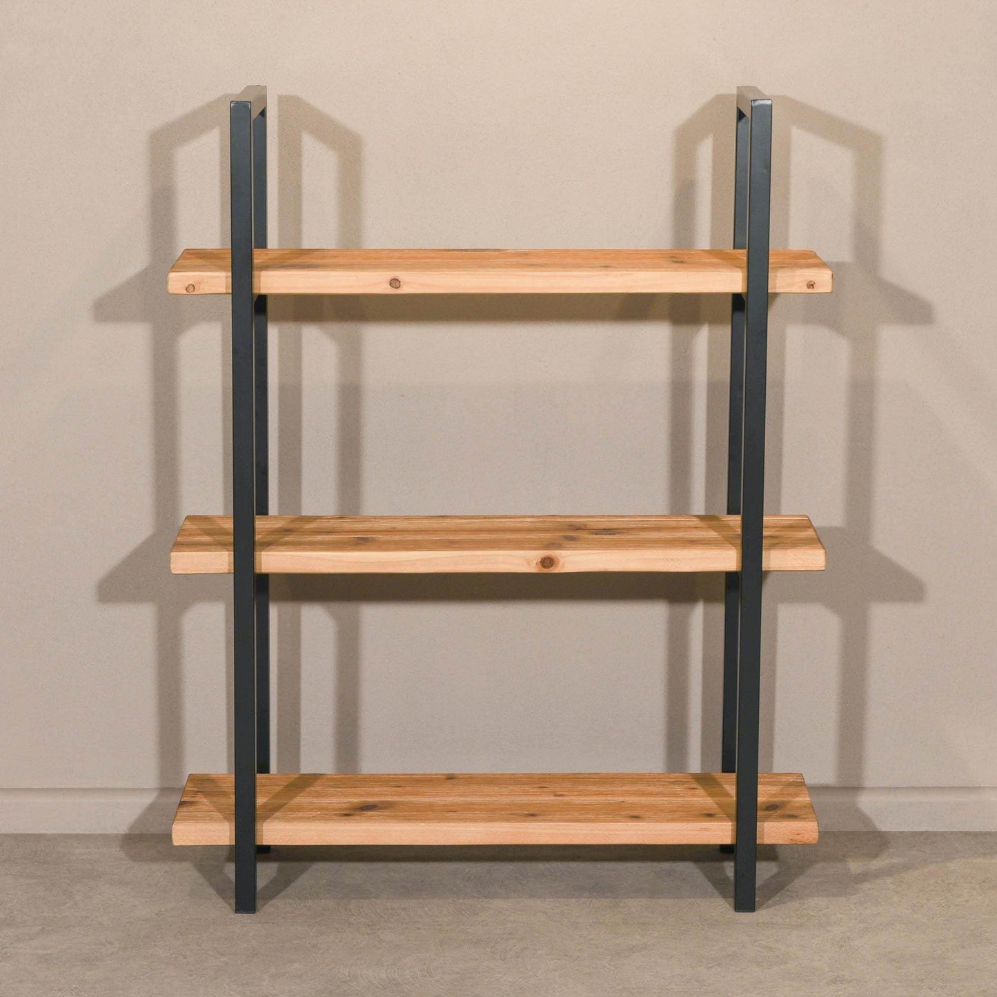 Metal Frame Shelf Rustic Wooden Industrial 3 Tier Bookcase Shelving - Esmae & Rose