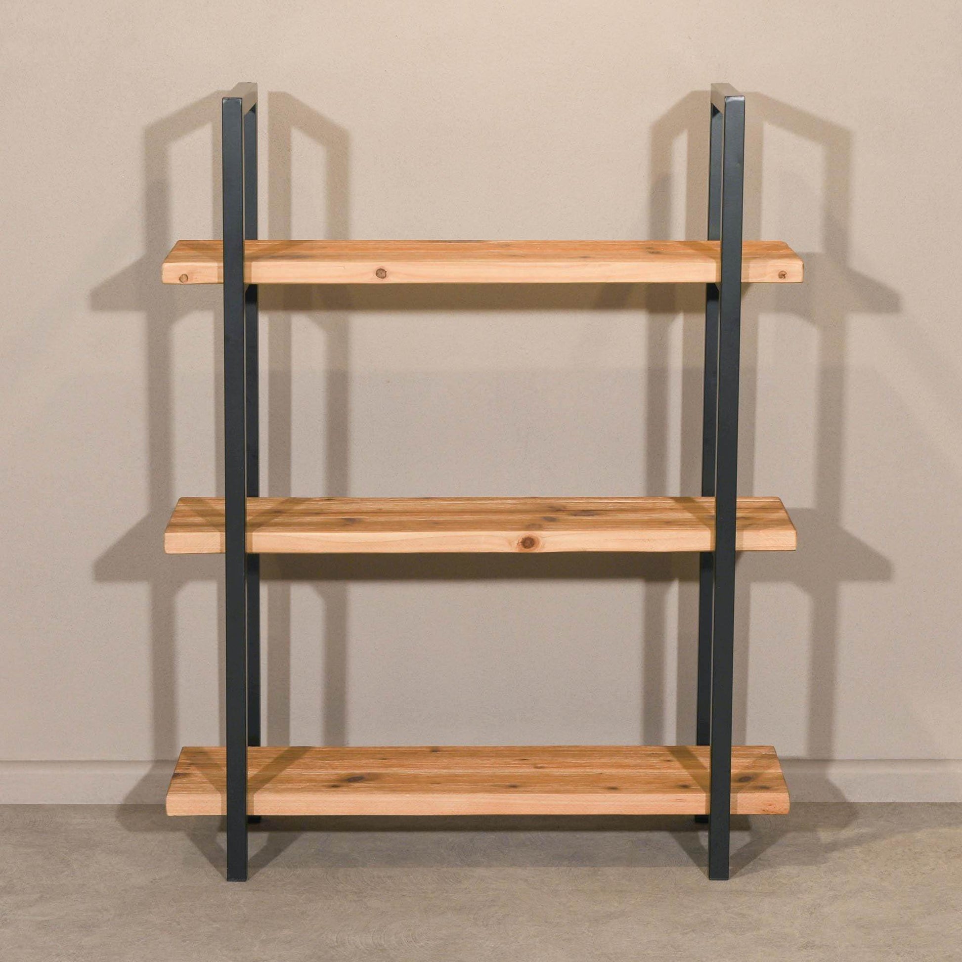 Metal Frame Shelf Rustic Wooden Industrial 3 Tier Bookcase Shelving - Esmae & Rose