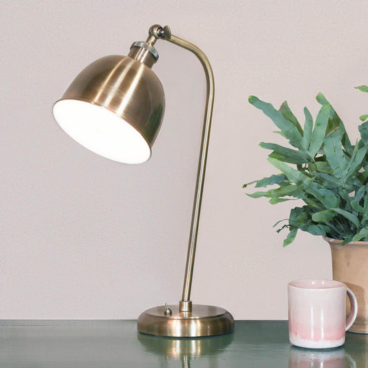 Industrial Style Stain Brass Metal Table Lamp with Shade - Esmae & Rose