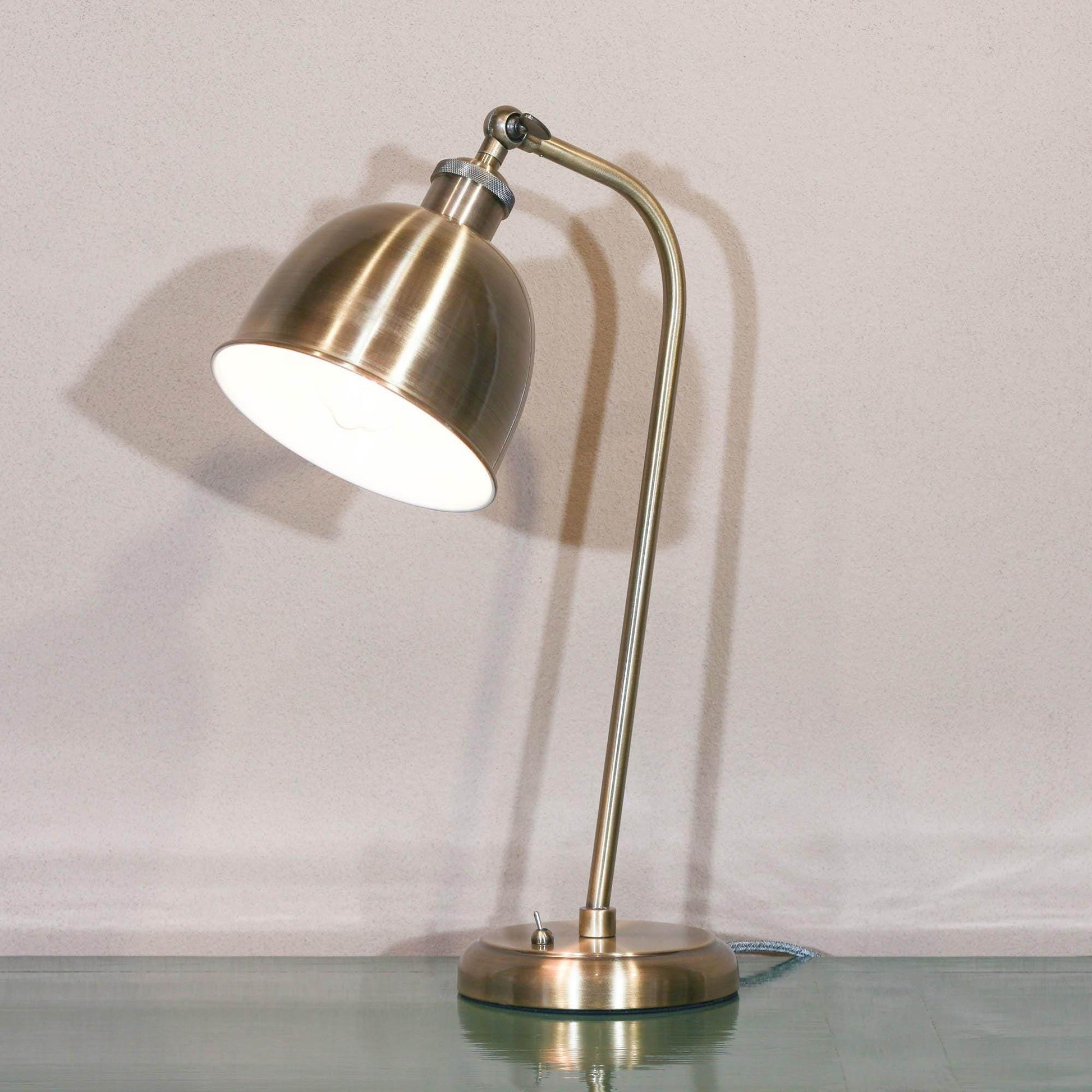 Industrial Style Stain Brass Metal Table Lamp with Shade - Esmae & Rose