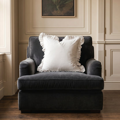 Light Grey Frill 55cm Cushion Cover