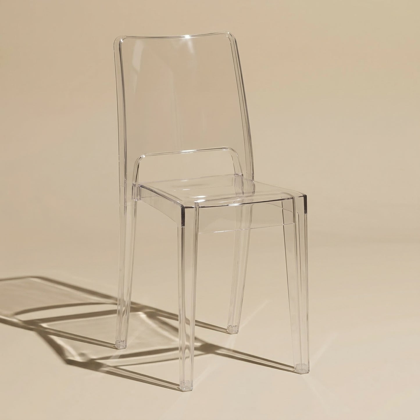 Square Back Clear Ghost Transparent Tapered Dining Chair