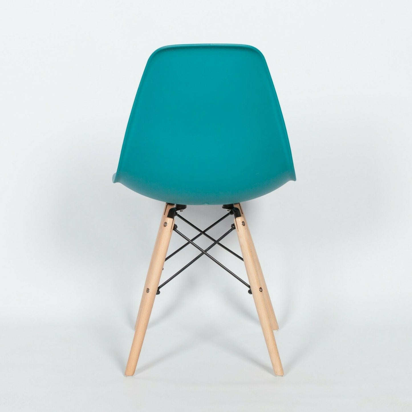 Ocean Blue Eames-Style Plastic Dining Chair with Wooden Legs