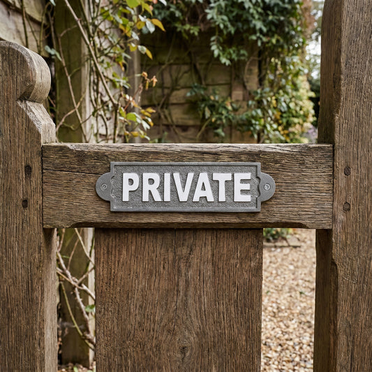 Vintage Style PRIVATE Wall Gate Cast Iron Heavy Metal Sign