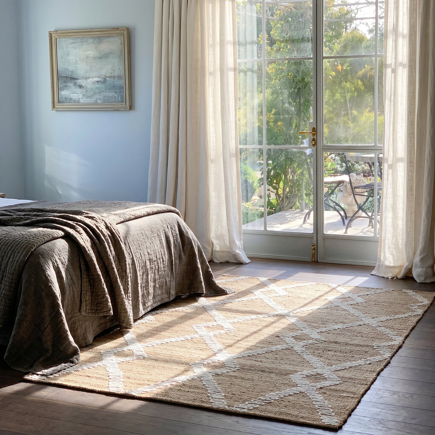 Handwoven Trellis Jute & Wool Area Rug – Natural & Cream